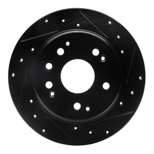 Acura CL Brake Rotor (1) - Rear Right - R1 Concepts - Drilled & Slotted - Black - `01-`03